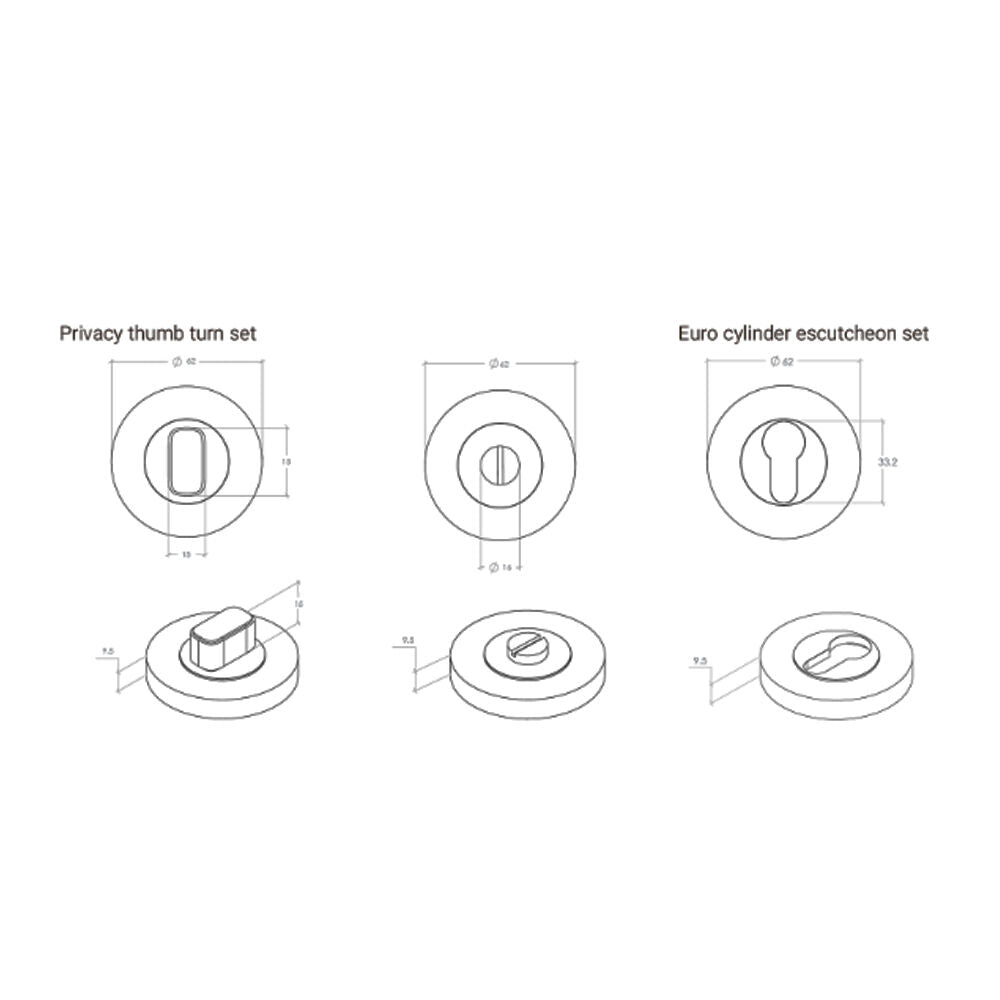 Momo Belgravia Lined Lever Solid Brass Tubular Latch Privacy Set - Available in Various Finishes