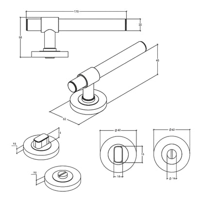 Momo Belgravia Door Handle Lever Tubular Latch Privacy Set - Available in Various Finishes|MOMOBLGLTPRIDKB|MOMOBLGLTPRIBNZ|MOMOBLGLTPRIBSB|MOMOBLGLTPRIDBB|MOMOBLGLTPRIDBR|MOMOBLGLTPRIMBL
