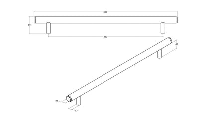 Momo Bellevue Knurled Entrance Door Pull Handle - Available in Various Finishes|MOMOBVEPKNBNZ|MOMOBVEPKNBSB|MOMOBVEPKNDKB|MOMOBVEPKNDBB|MOMOBVEPKNDBR|MOMOBVEPKNMBL