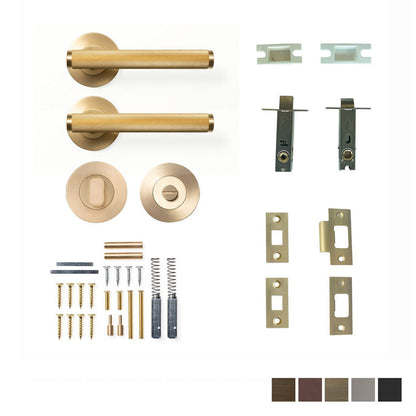 Momo Bellevue Knurled Door Handle Lever Tubular Latch Privacy Set-  Available in Various Finishes