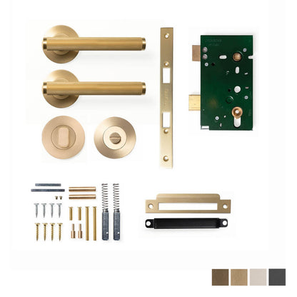 Momo Bellevue Lined Lever Door Handle Solid Brass Mortice Privacy - Available in Various Finish