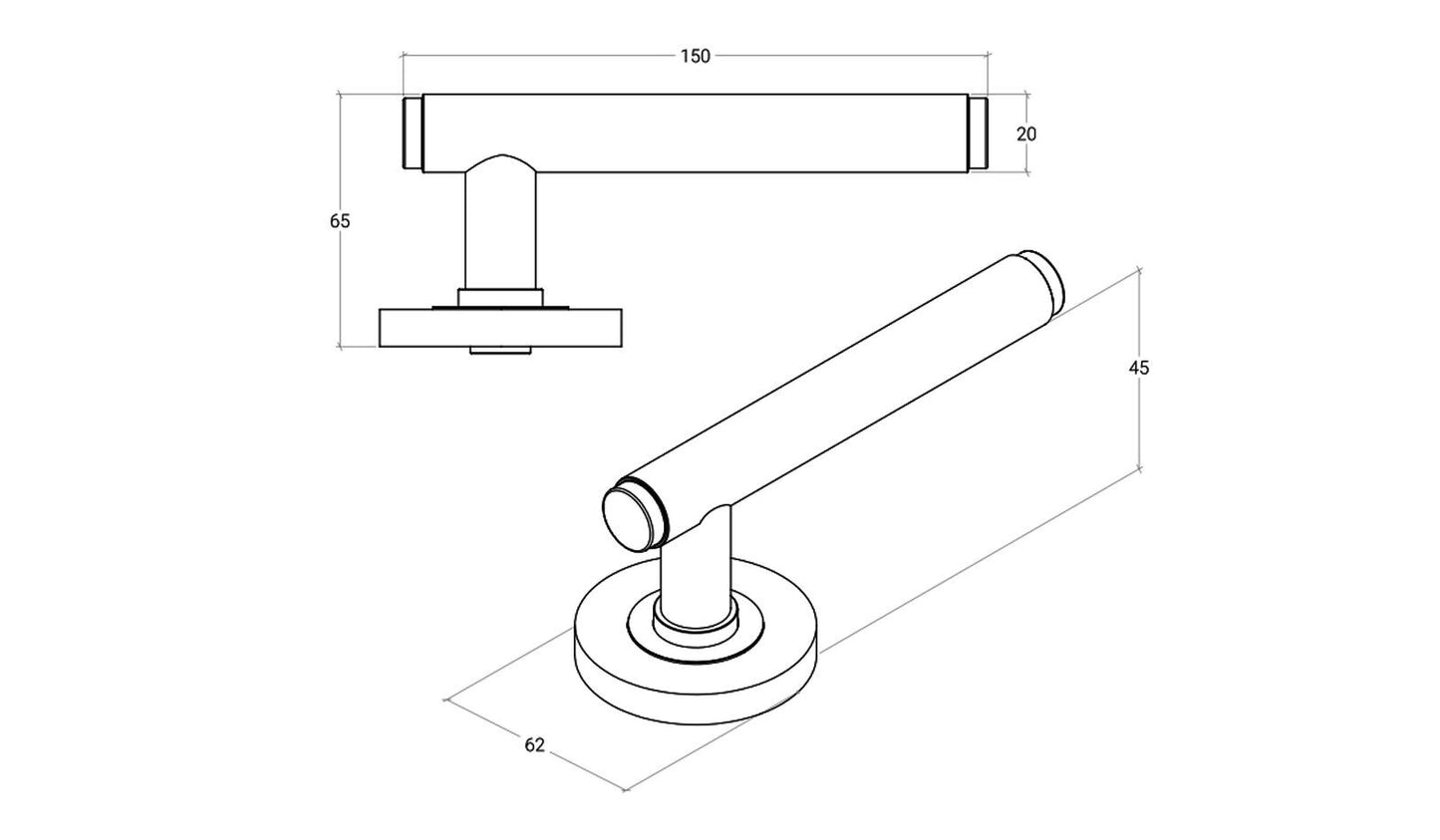 Momo Bellevue Lined Door Lever Handle on Round Rose - Available in Various Finishes