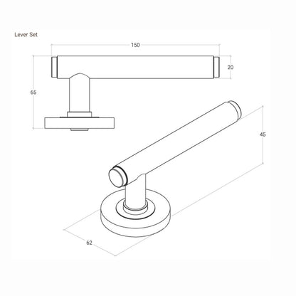 Momo Bellevue Plain Lever Door Handle Solid Brass Tubular Latch Passage Set