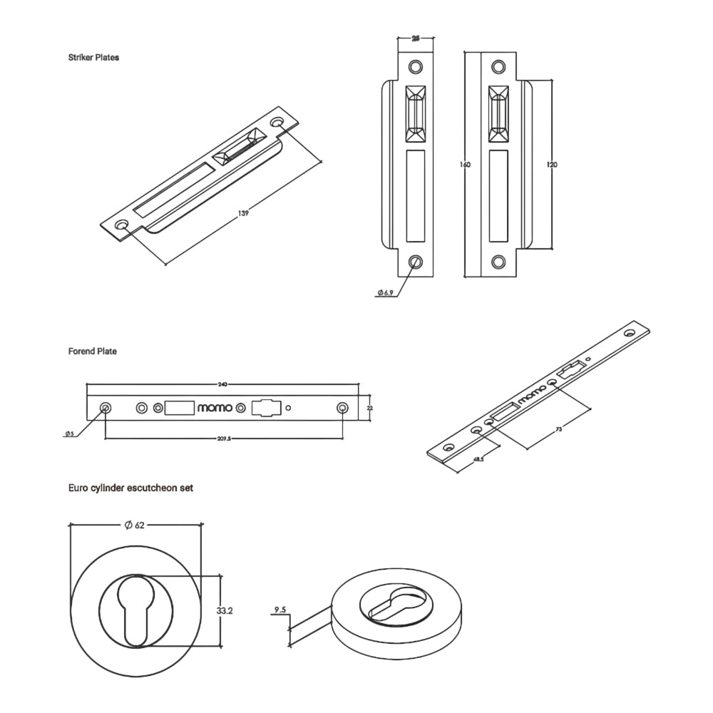 Momo Roller Mortice Solid Brass Entrance Set - Available in Various Finishes|MOMOENTRROLLBNZ|MOMOENTRROLLBSB|MOMOENTRROLLDKB|MOMOENTRROLLDBB|MOMOENTRROLLDBR|MOMOENTRROLLMBL