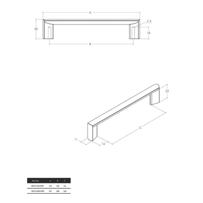 Momo Barra D Handle - Available in Various Finished and Sizes|MOMOBRDH128MBL|MOMOBRDH288MBL|MOMOBRDH128DBR|MOMOBRDH288DBR