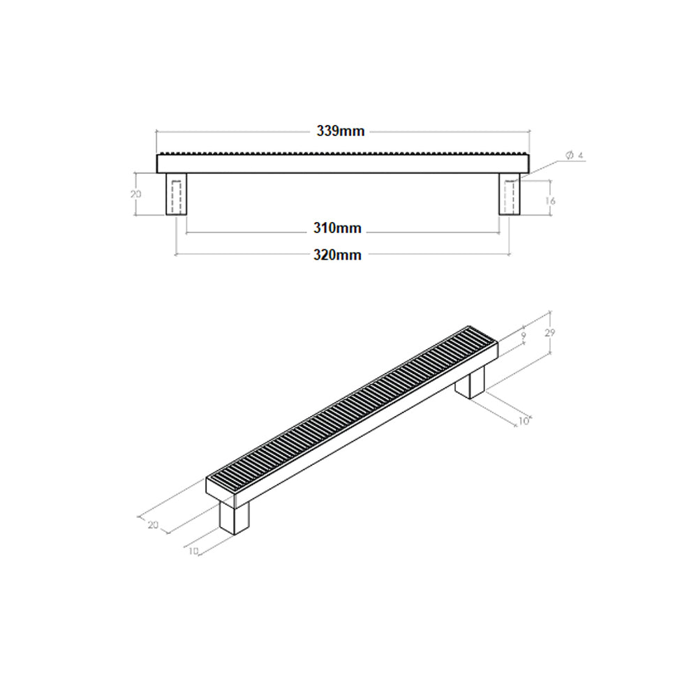 Momo Barrington Bar Handle 320mm CTC - Available in Various Finishes