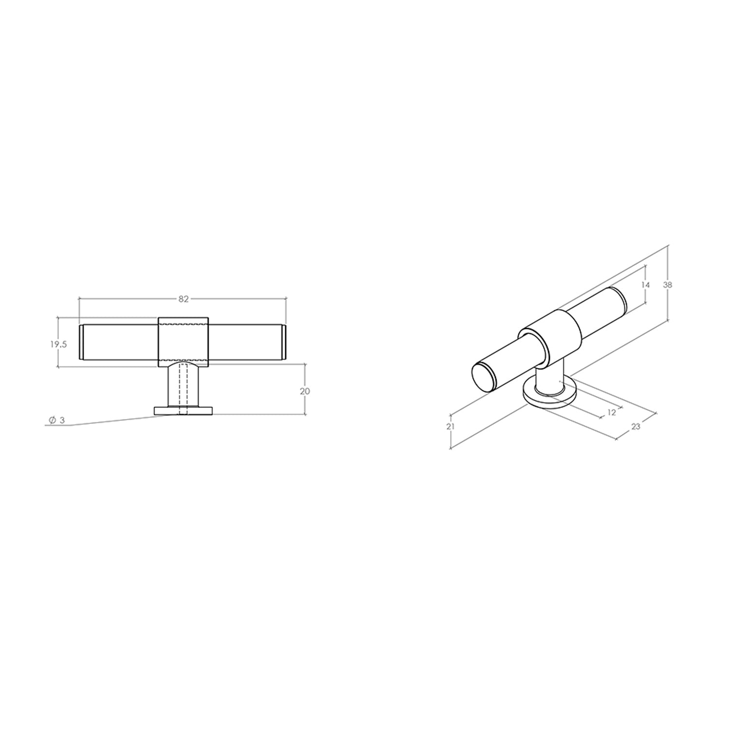 Momo Belgravia T Knob - Available In Various Finishes|MOMOBLG082BSB|MOMOBLG082DBR|MOMOBLG082PN|MOMOBLG082MBL|MOMOBLG082BNZ|MOMOBLG082DBB|MOMOBLG082DKB