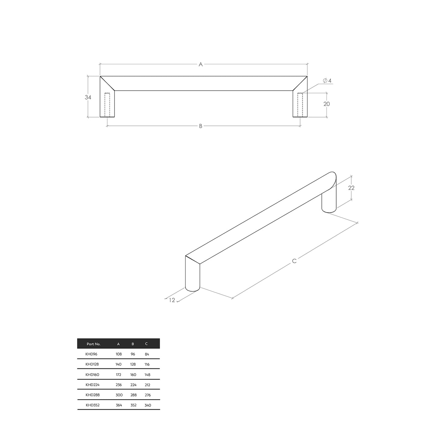 Momo Bergamo D Handle 304 Stainless Steel - Available in Various Sizes