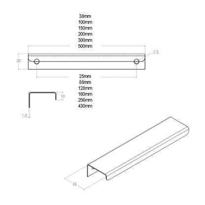 Momo Ferrara Lip Pull Handle - Available in Various Finishes and Sizes