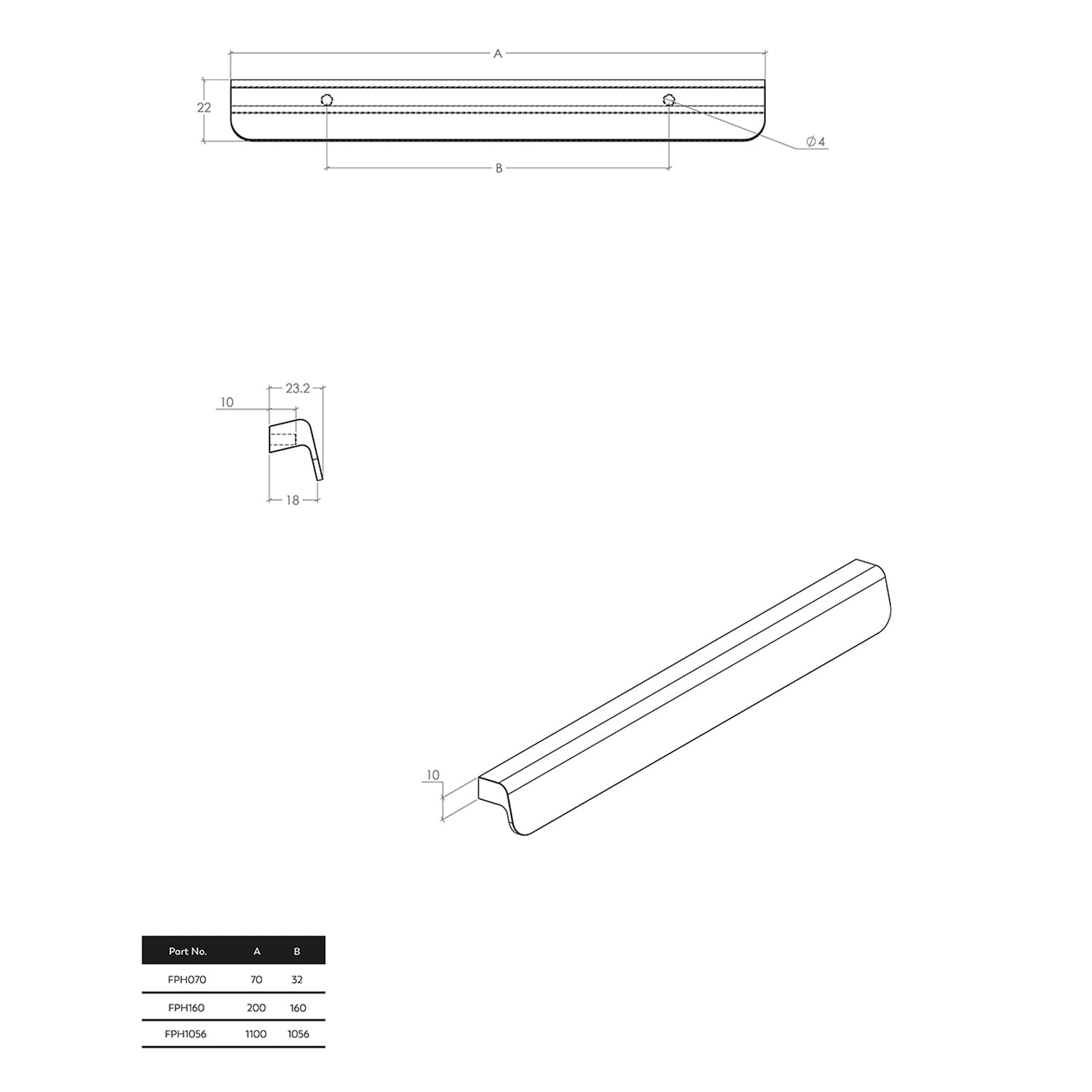 Momo Flapp Pull Timber Handle - Available in Various Finishes and Sizes