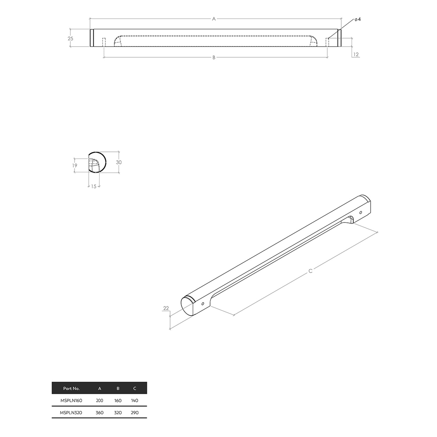 Momo Manhattan Solid Brass Pull Handle - Available in Various Finishes and Sizes