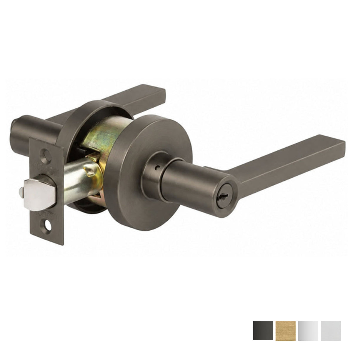 N2lok Decorus Door Lever Entrance Set on Round Rose Clear Pack - Available in Various Finishes
