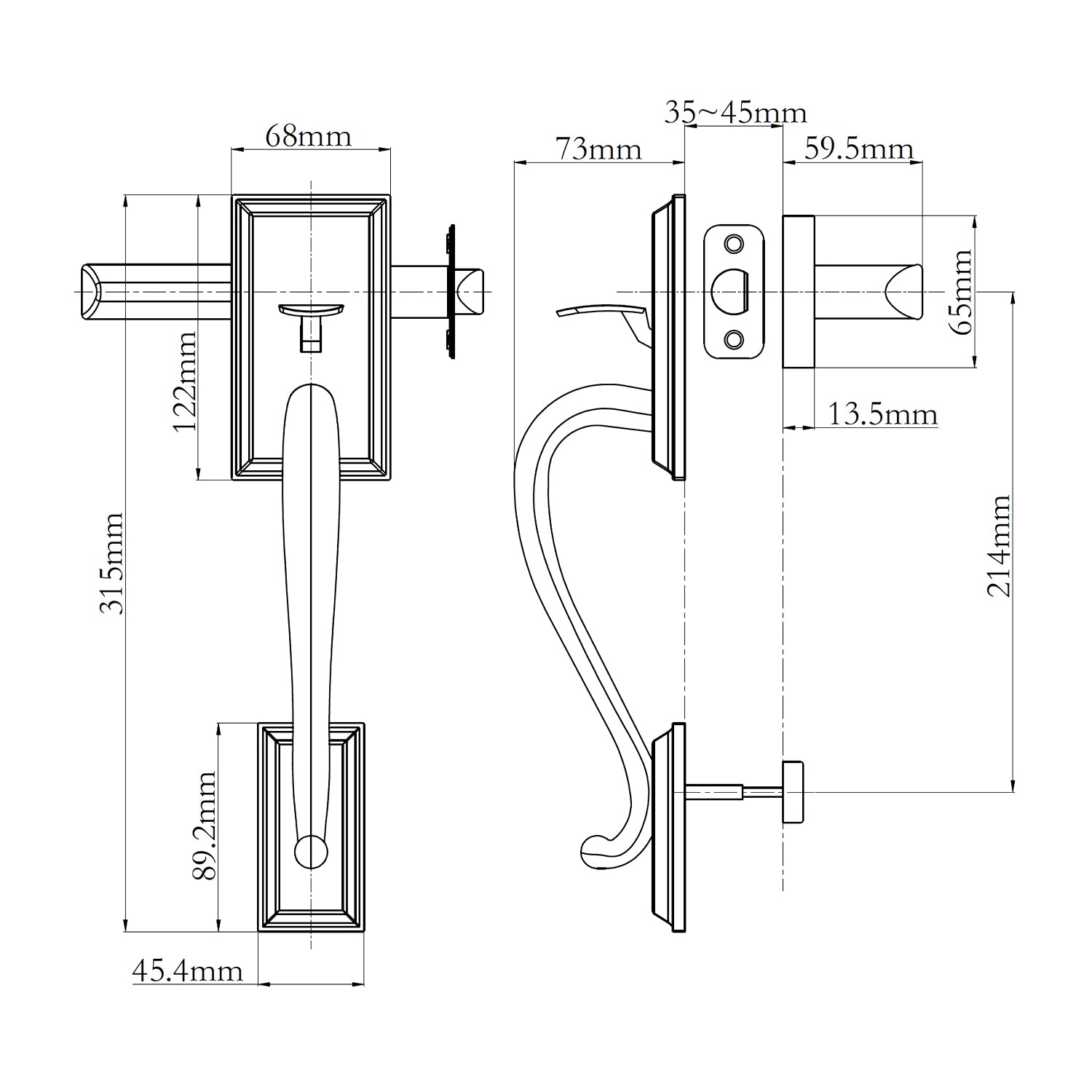 N2Lok Madison Para Door Lever Passage Box Pack - Available in Various Finishes