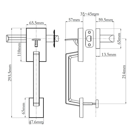 N2Lok Sentry Door Lever Handle Passage Set - Available in Matt Black and Satin Nickel