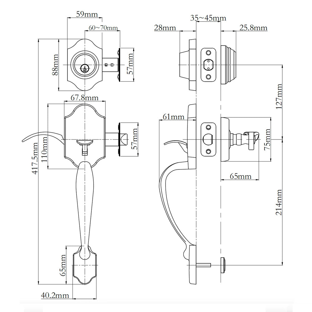 N2lok Charente Double Cylinder Door Entrance Set Box Pack - Available in Various Finishes