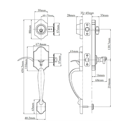 N2lok Charente Door Handle Interconnect Flutto Lever Entrance Set - Available in Various Finishes