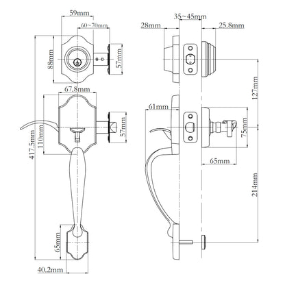 N2lok Charente Single Cylinder Door Entrance Set Box Pack - Available in Various Finishes