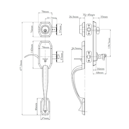 N2lok Garrone Door Handle Interconnect Flutto Lever Entrance Set - Available in Various Finishes