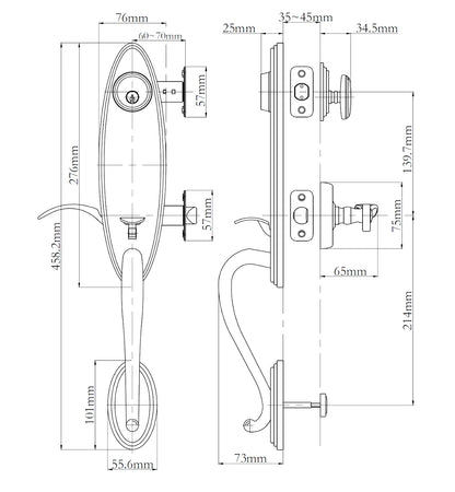N2lok Loire Door Handle Double Cylinder with Spiral Lever Entrance Set Box Pack