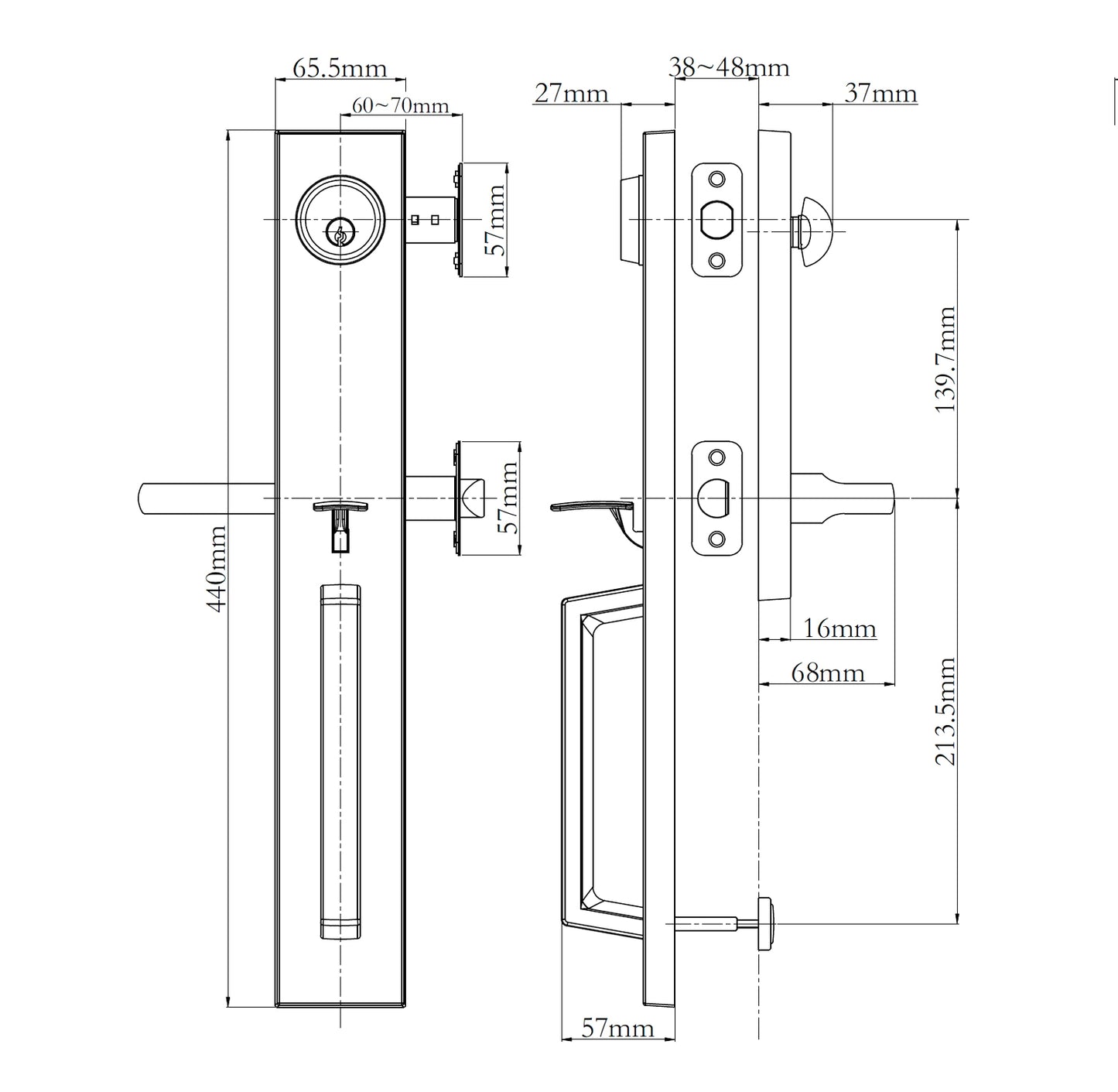 N2lok Montpellier Single Cylinder Door Entrance Set Box Pack - Available in Various Finishes