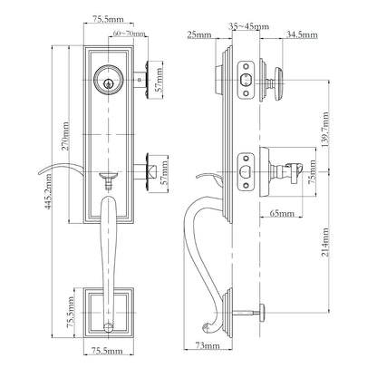 N2lok Seine Door Handle Double Cylinder with Egg Knob Entrance Set Box Pack