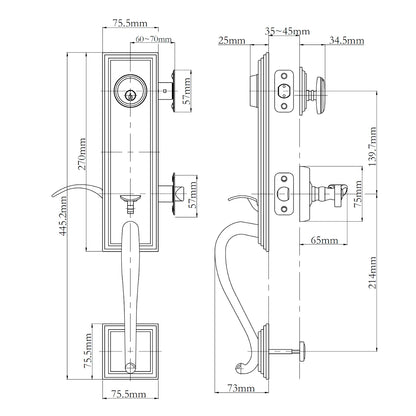 N2lok Seine Entrance Door Handle Set with Interconnect Box Pack - Available in Various Finishes
