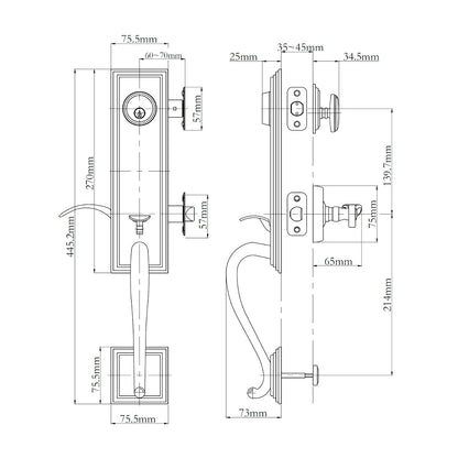 N2lok Seine Single Cylinder Door Entrance Set - Available in Various Finishes