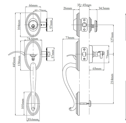 N2lok Somme Door Handle Double Cylinder with Flutto Lever Entrance Set Box Pack