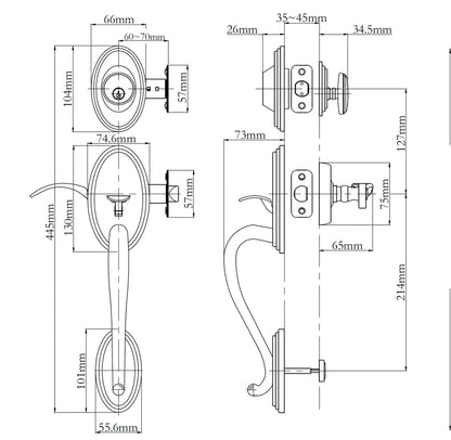 N2lok Somme Door Handle Single Cylinder with Spiral Lever Entrance Set Box