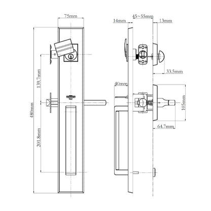 N2lok Agrigento Door Handle Single Cylinder Straight Lever Entrance Set