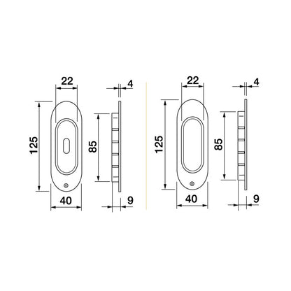 Manital ART58 Oval Sliding Door Flush Pull - Available in Various Finishes