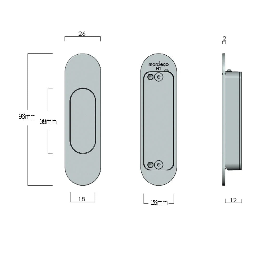Mardeco Radius Edge M Series End Pull Single - Available in Various Finishes