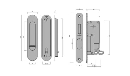Mardeco Radius Edge M Series Flush Pull Privacy Set - Available in Various Finishes