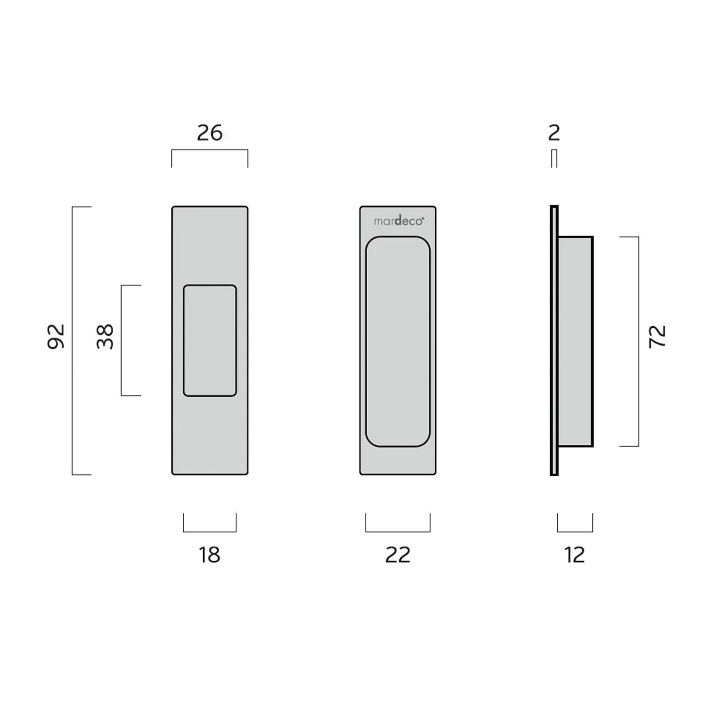 Mardeco M Series End Pull - Available in Various Finishes