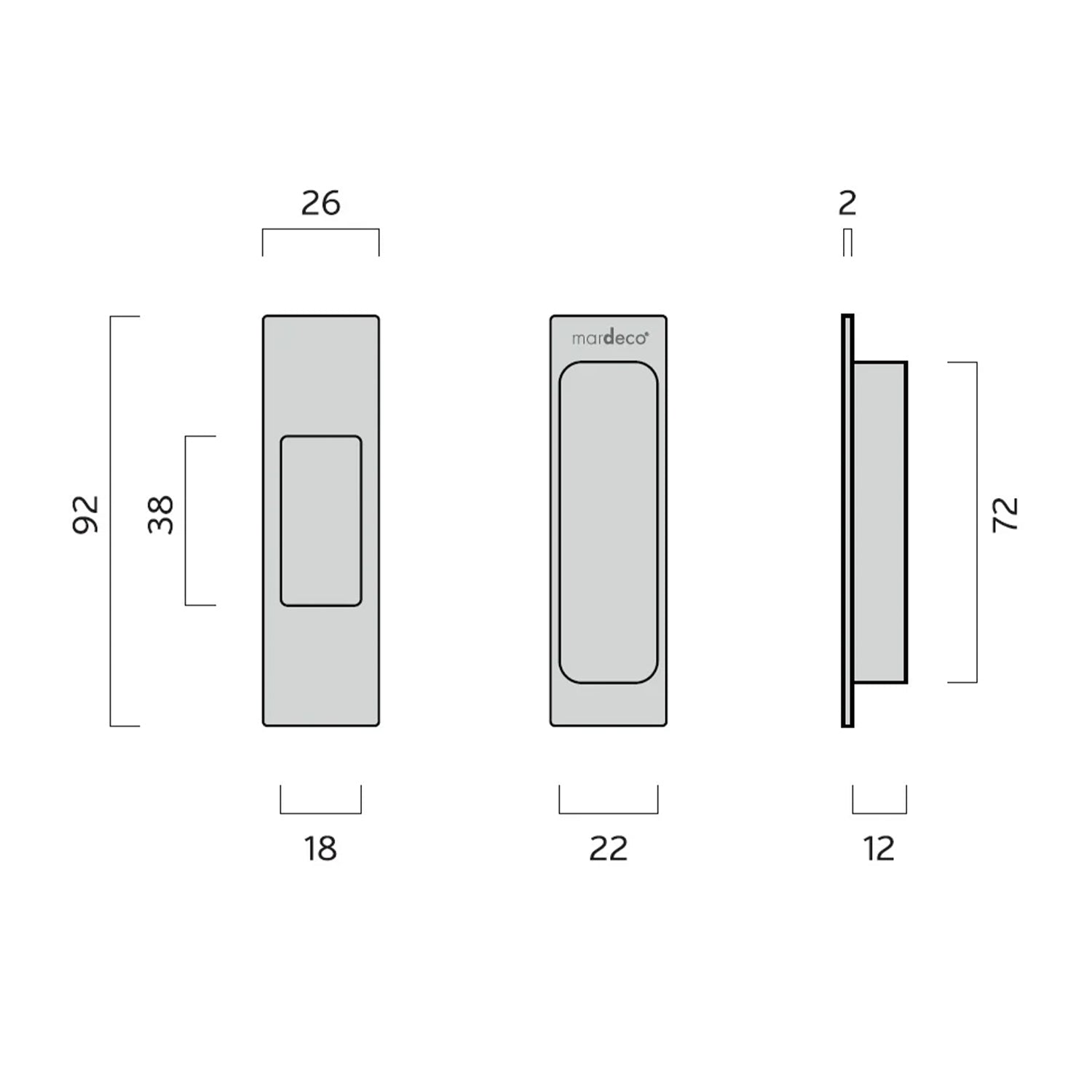 Mardeco M Series End Pull - Available in Various Finishes