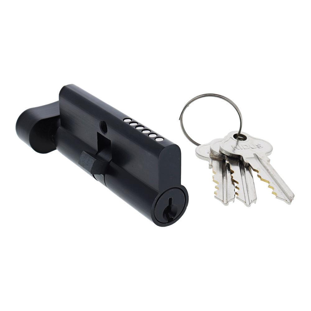 Nidus Euro 70mm Cylinder and Turn 5 Pin C4 Keyed to Differ Matt Black NPF-SCWTT-MB