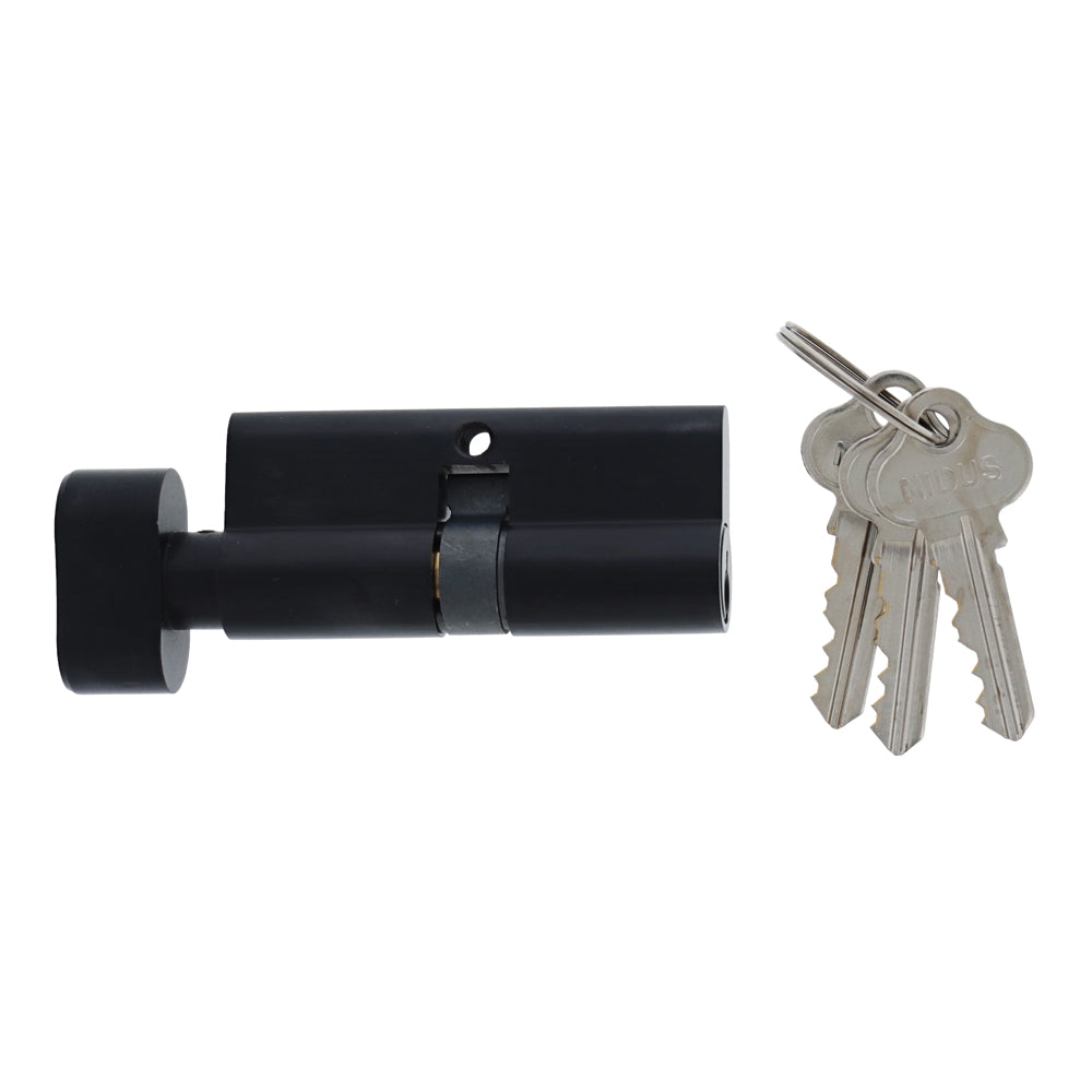Nidus Euro 70mm Cylinder and Turn 5 Pin C4 Keyed to Differ Matt Black NPF-SCWTT-MB