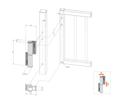 Locinox Tiger Compact Hydraulic Hinge and Gate Closer in One - Available in Matt Black and Silver