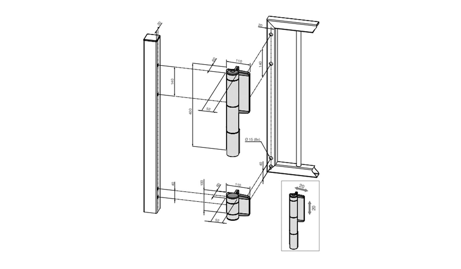 Locinox Mammoth 180 Degree Hydraulic Gate Closer and Hinge - Available in Black and Silver Finish