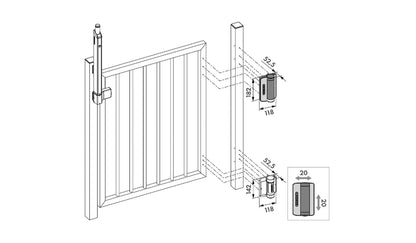 Locinox Caracal Hydraulic 180 Degree Gate Closer and Spring Hinge P00010387