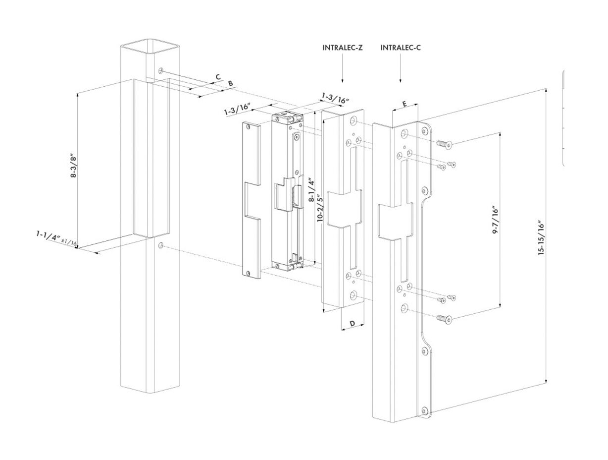 Locinox INTRALEC Electric Strike for Forty Mortice Locks Fail Open 12-24V AC/DC P00011569-9005