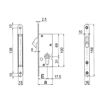 Parisi Privacy Sliding Door Lock 2306 - Available in Various Finishes and Sizes