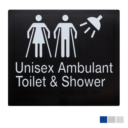 Tim the Sign Man Unisex Ambulant Toilet & Shower Sign with Braille - Available in Various Finishes