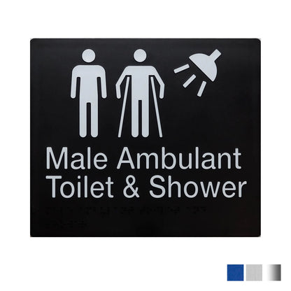 Tim The Sign Man Male Ambulant Toilet & Shower Braille Amenity - Available in Various Finishes