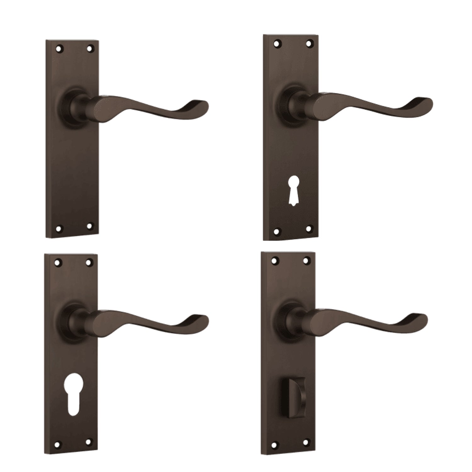 Tradco Victorian Door Lever Handle on Long Backplate Antique Brass