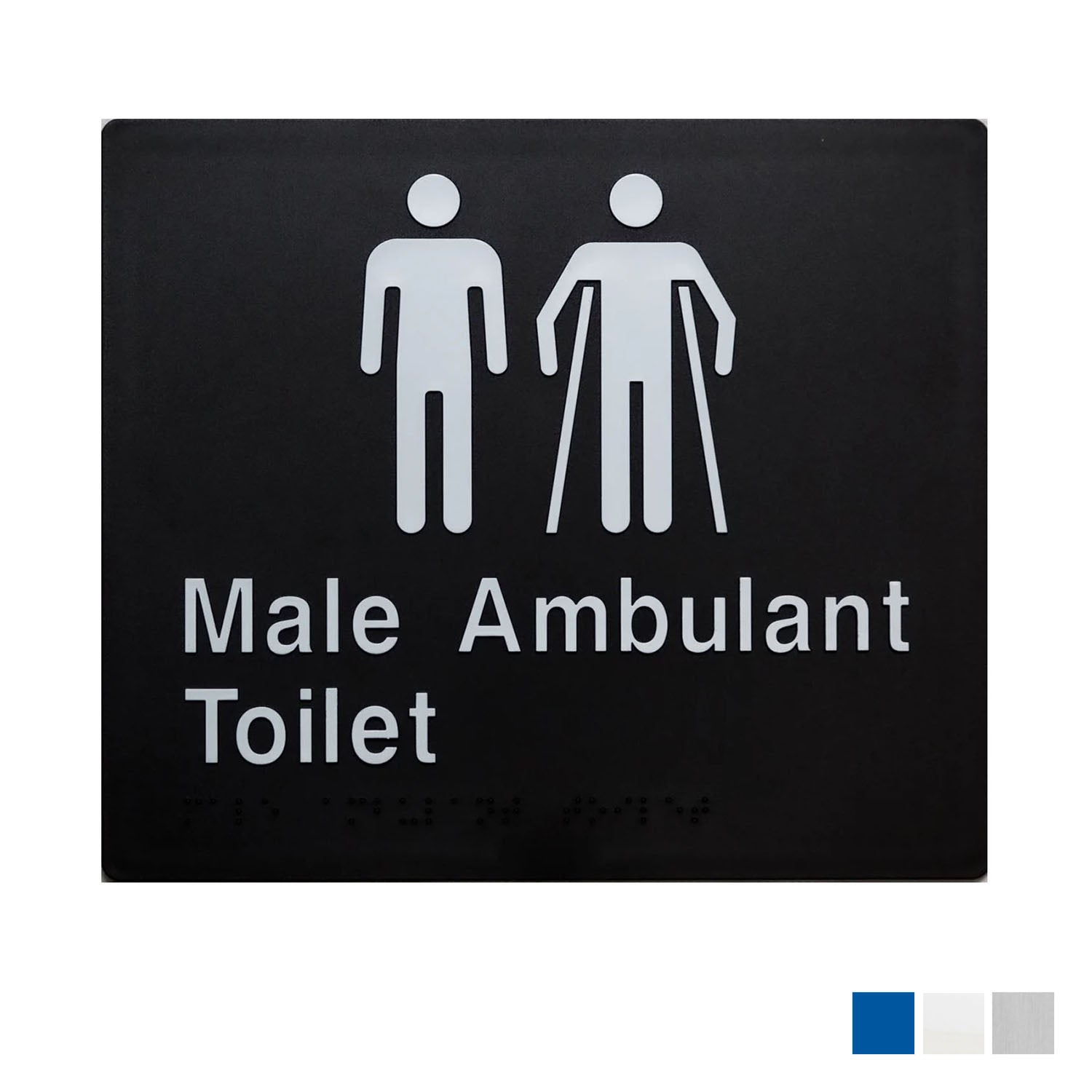 Tim The Sign Man Male Ambulant Toilet Sign w/ Braille 2 Icons - Available in Various Finishes