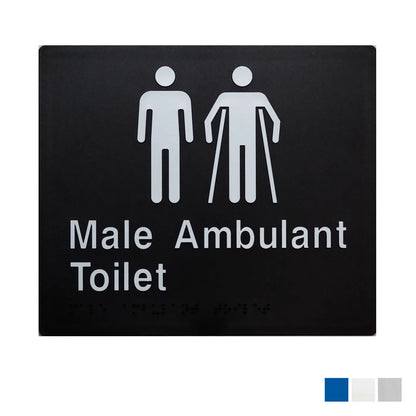Tim The Sign Man Male Ambulant Toilet Sign w/ Braille 2 Icons - Available in Various Finishes
