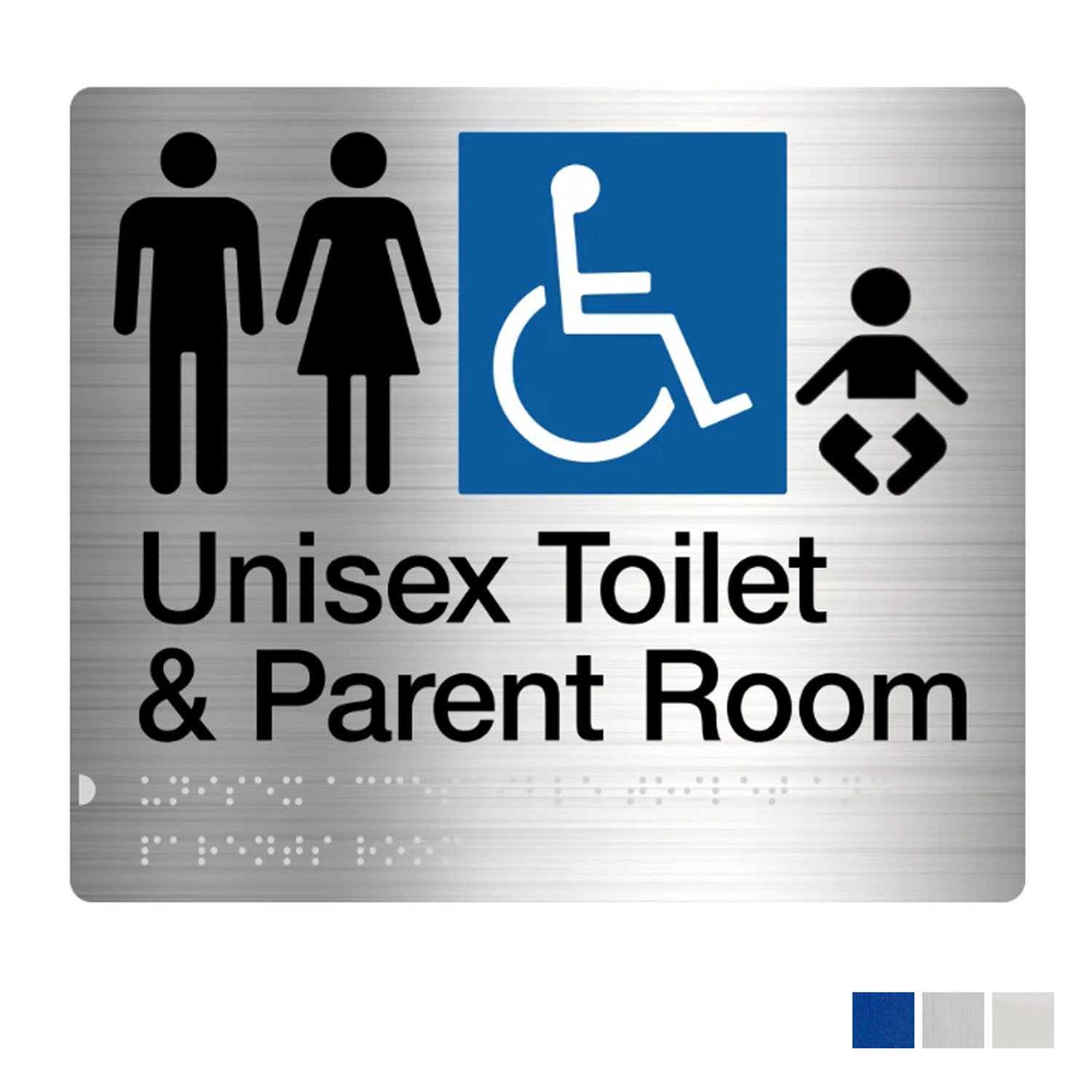 Tim The Sign Man Unisex Accessible Toilet & Parent Room Braille Sign - Available in Various Finishes