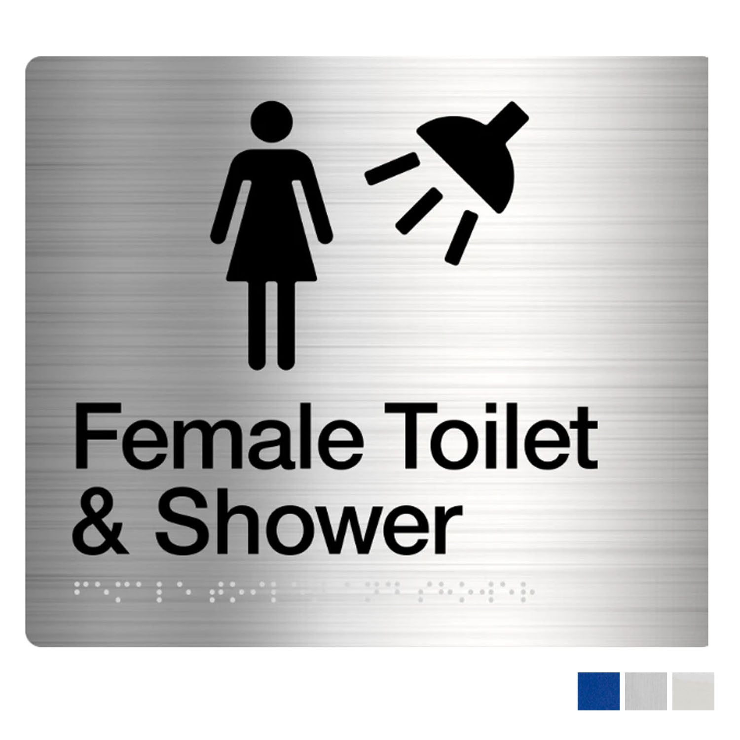 Tim The Sign Man Unisex Toilet and Shower Shower Braille Amenity Sign - Available in Various Finishes