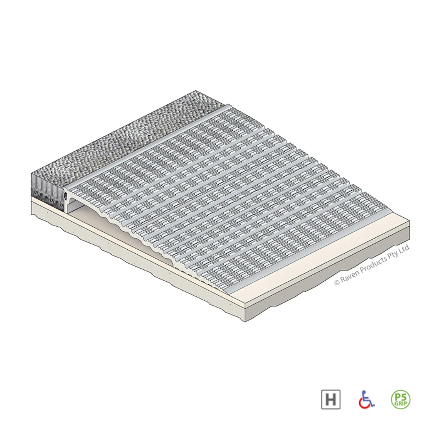 Raven RP172 Heavy Duty Threshold Ramp Silver Anodised - Available in Various Sizes